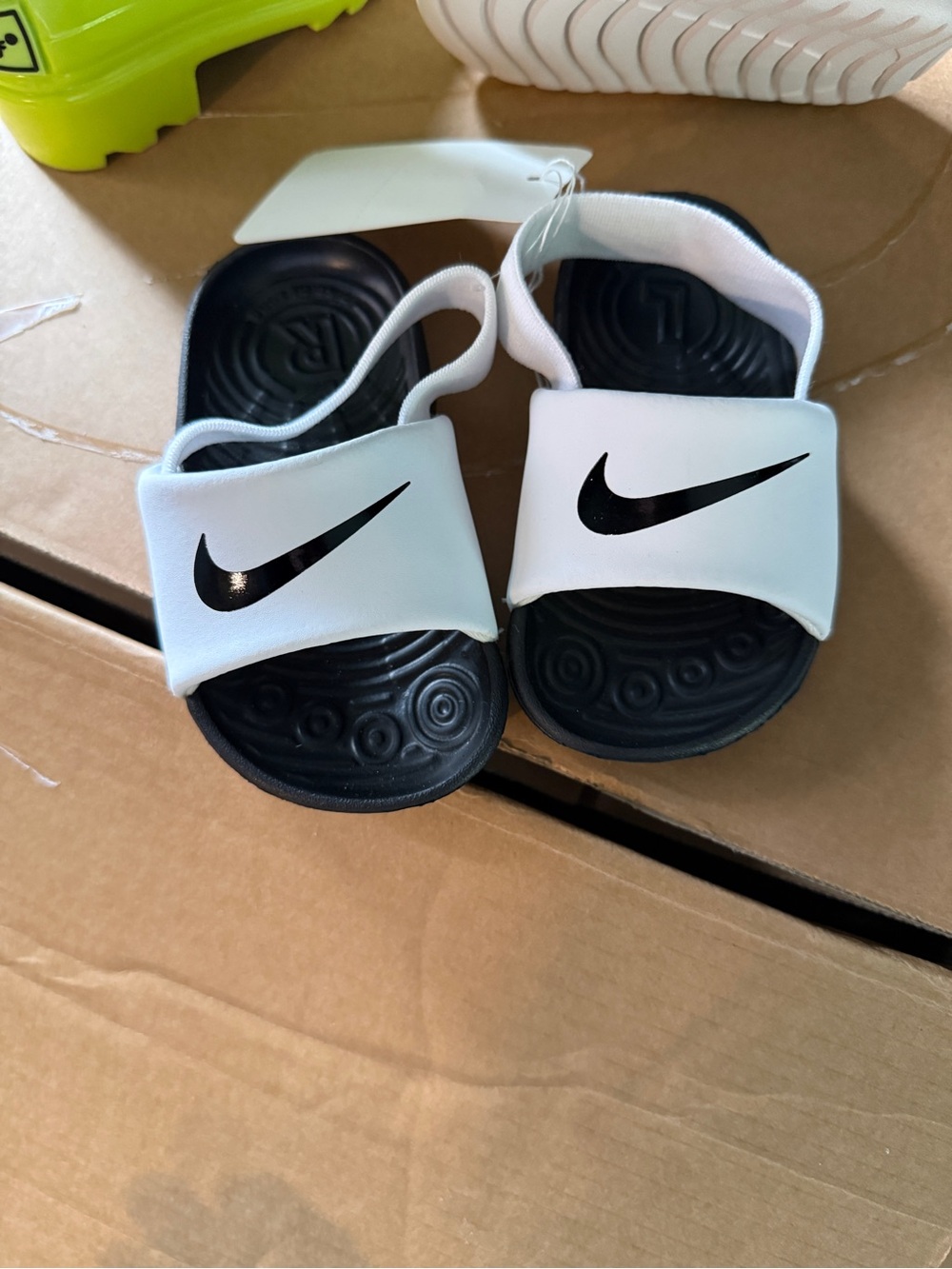 Nike Kids' Black & White Slide Sandals